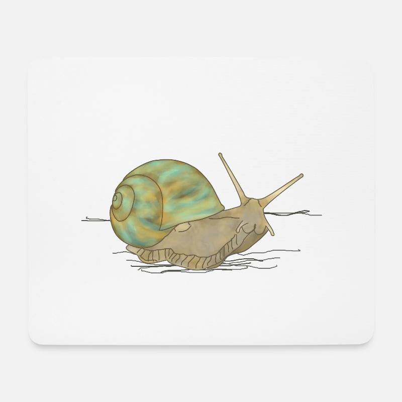 Schnecke, Weinbergschnecke - Mousepad (Querformat) - Weiß