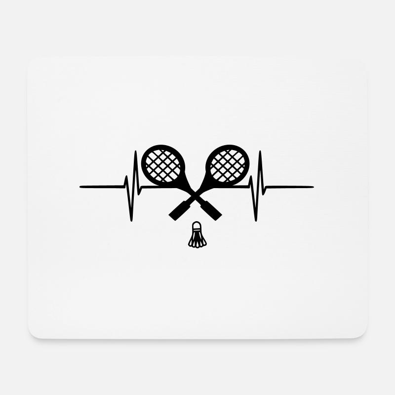 Badminton-Herzschlag - Mousepad (Querformat) - Weiß