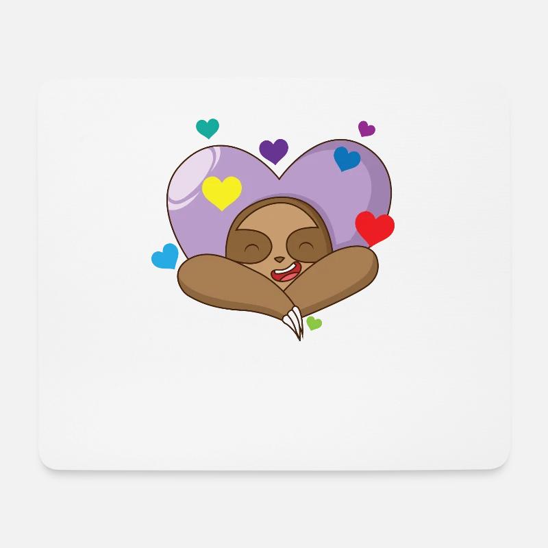 Faultier in Love - Mousepad (Querformat) - Weiß