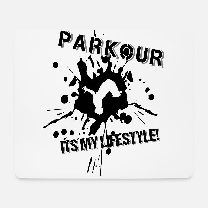Parkour, Freerunning, Backflip, Freestyle, Akrobat - Mousepad (Querformat) - Weiß