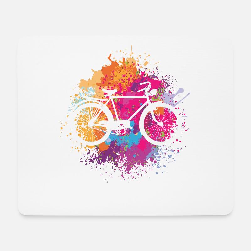 Vintage Fahrrad mit Farbklecksen - Mousepad (Querformat) - Weiß