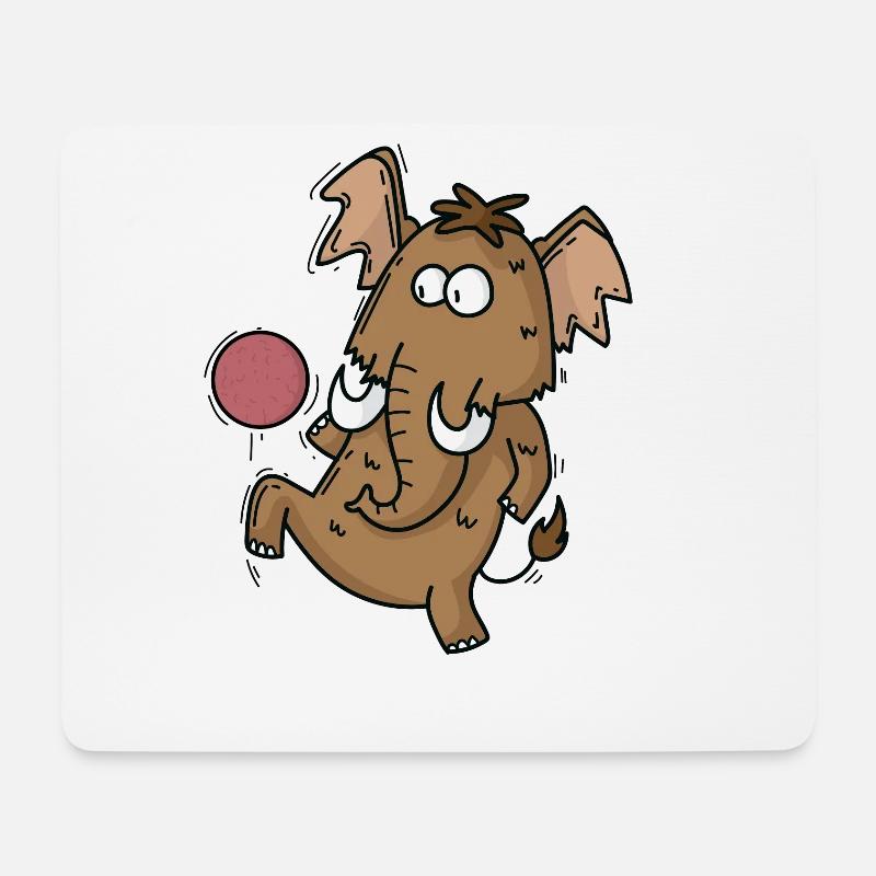 Mammut spielt Fußball - Mousepad (Querformat) - Weiß