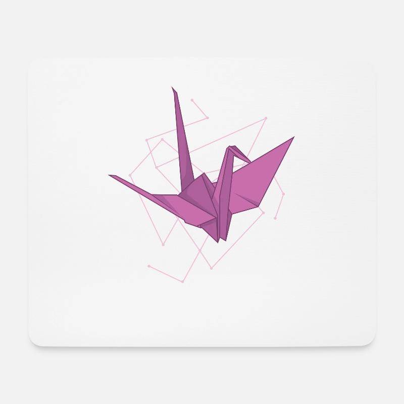 Origami Kranich als Papierform - Mousepad (Querformat) - Weiß