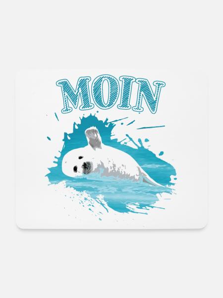 Moin Nordsee Ostsee Urlaub Insel Robbe Seehund - Mousepad (Querformat) - Weiß