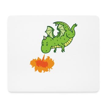 Drache spuckt Feuer Fabelwesen Märchen - Mousepad (Querformat) - Weiß - Vorne