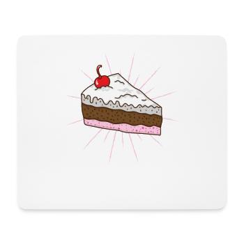 Morceau de gâteau avec pâtisserie à gâteau aux cerises - Tapis de souris (format paysage) - blanc - Devant