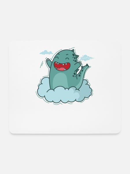Dino in einer Wolke Dinosaurier Reptil - Mousepad (Querformat) - Weiß