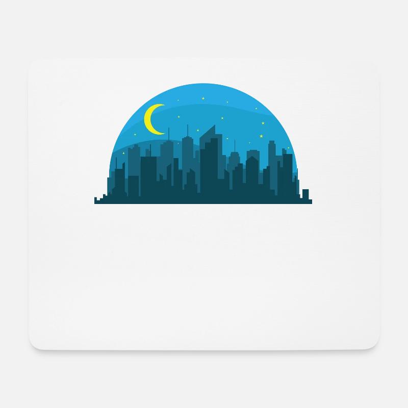 Skyline bei Nacht Gebäude Stadt Silhouette - Mousepad (Querformat) - Weiß