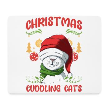 Câlin animal amour Noël, amour chats - Tapis de souris (format paysage) - blanc - Devant