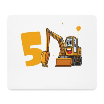 5. Geburtstag, 5 Jahre alt! Kids, Boy Junge Bagger - Mousepad (Querformat) - Weiß - Vorne