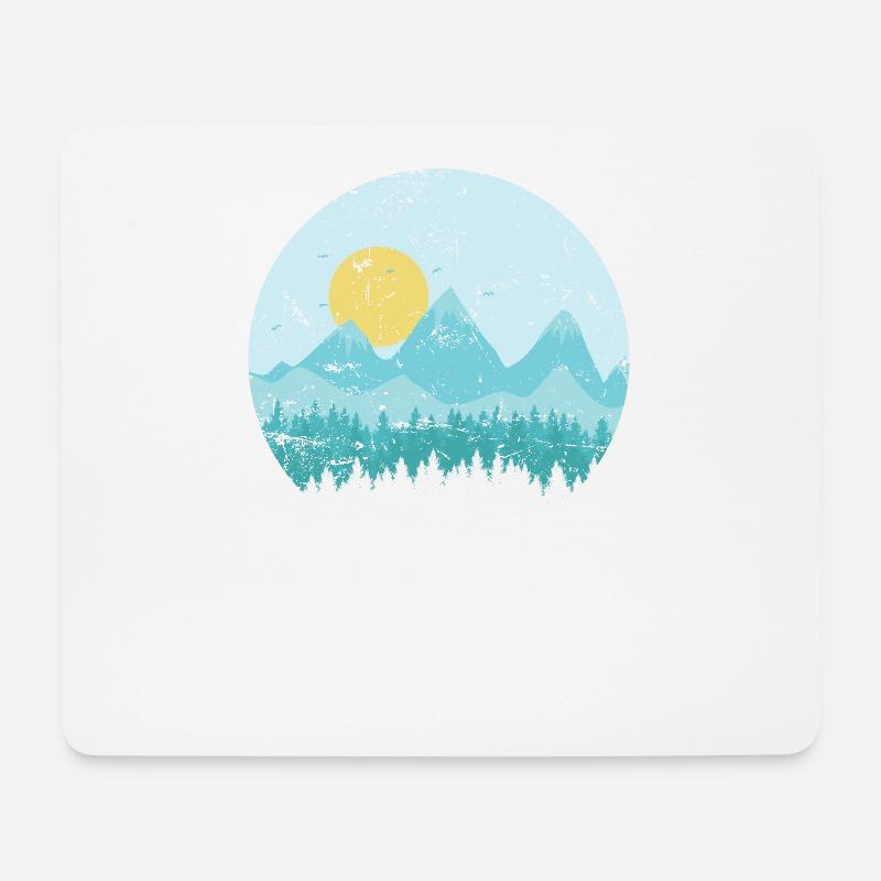 Berge mit Schnee Landschaft und Wälder - Mousepad (Querformat) - Weiß