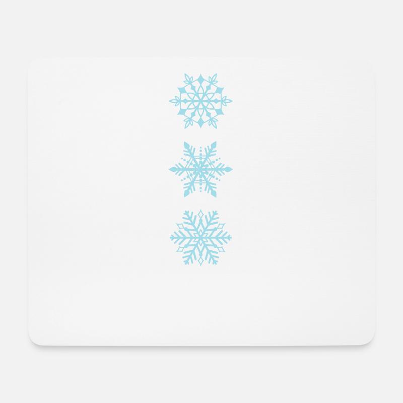 Schneeflocken in verschieden Arten Winter - Mousepad (Querformat) - Weiß