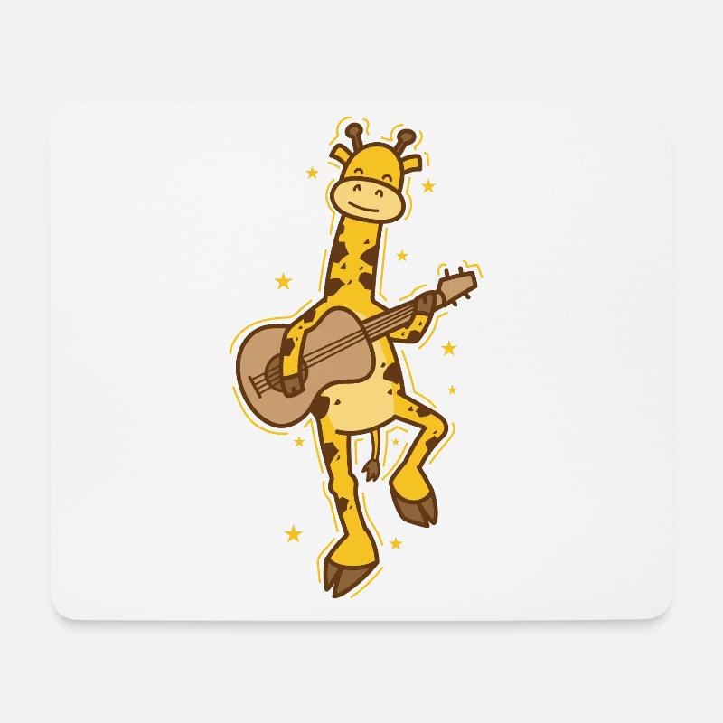 Giraffe spielt Gitarre Zoo Tierpark - Mousepad (Querformat) - Weiß