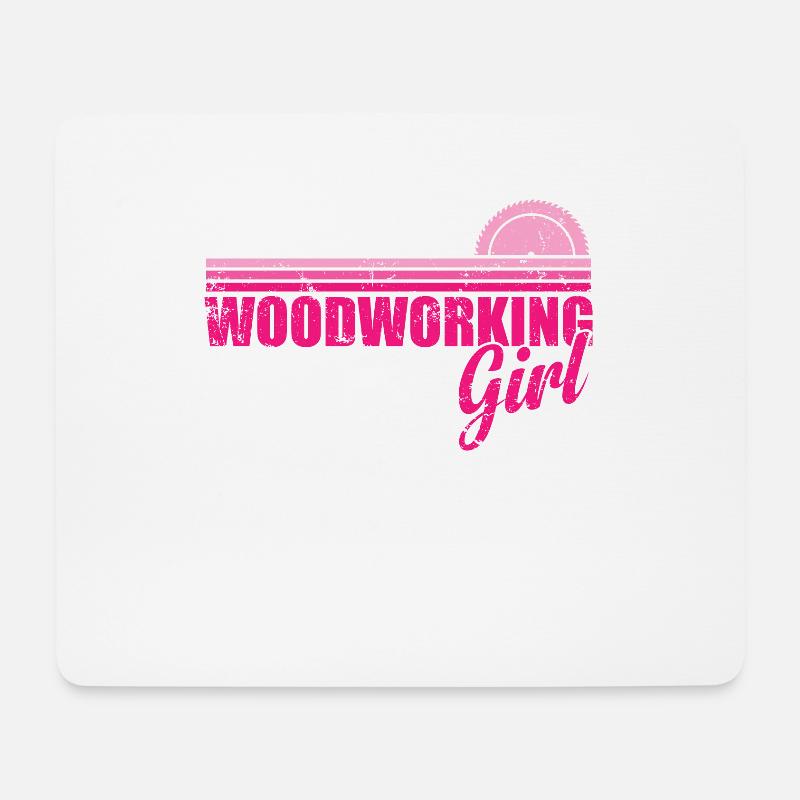 Woodworking Girl Forstarbeiter - Mousepad (Querformat) - Weiß