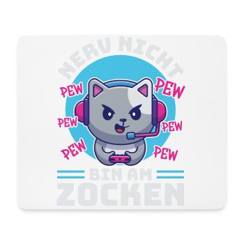 Gaming, Zocken, Videospiel, Grumpy Katze Gamer - Mousepad (Querformat) - Weiß - Vorne