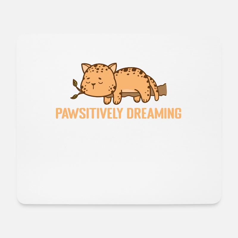 Pawsitively Dreaming Pyjama Schlafanzug - Mousepad (Querformat) - Weiß