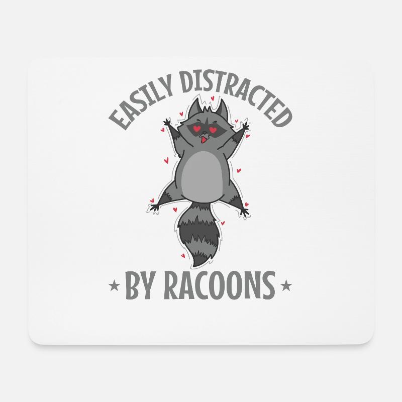 Facilement distrait par les ratons laveurs Kleintier - Tapis de souris (format paysage) - blanc