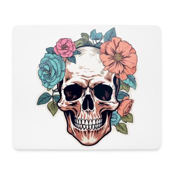 Crâne humain et fleurs 1 - Tapis de souris (format paysage) - blanc - Devant