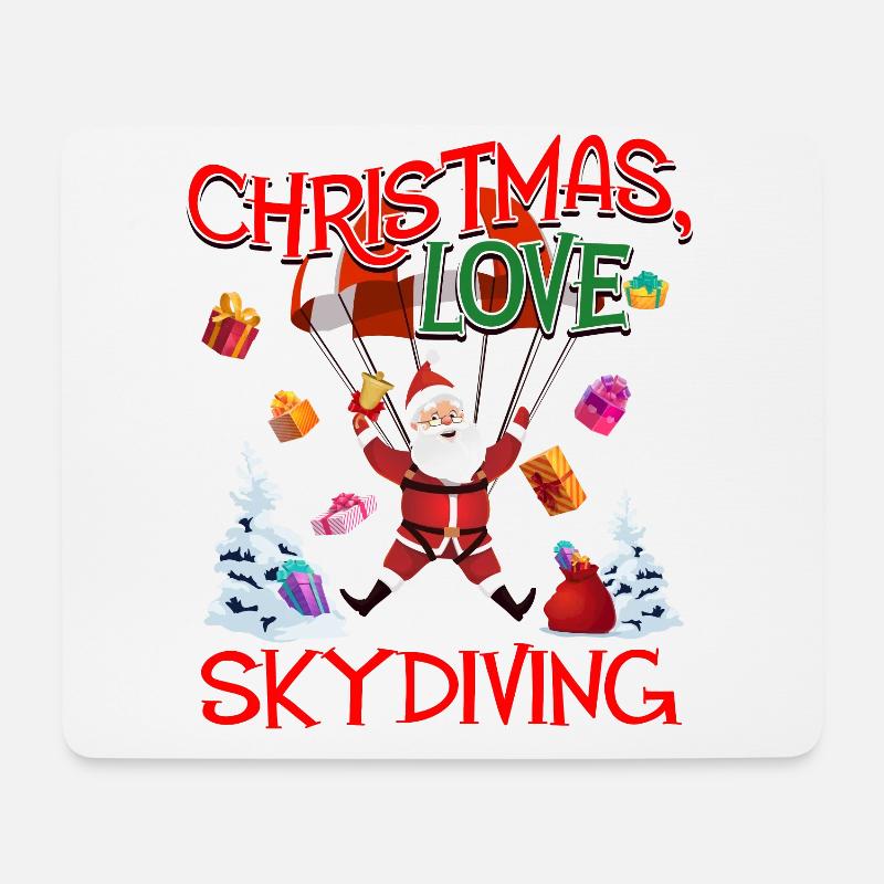 Fallschirm Skydive Weihnachten Liebe und Skydiving - Mousepad (Querformat) - Weiß