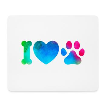 Bunte Pfotenliebe Wasserfarben - Mousepad (Querformat) - Weiß - Vorne