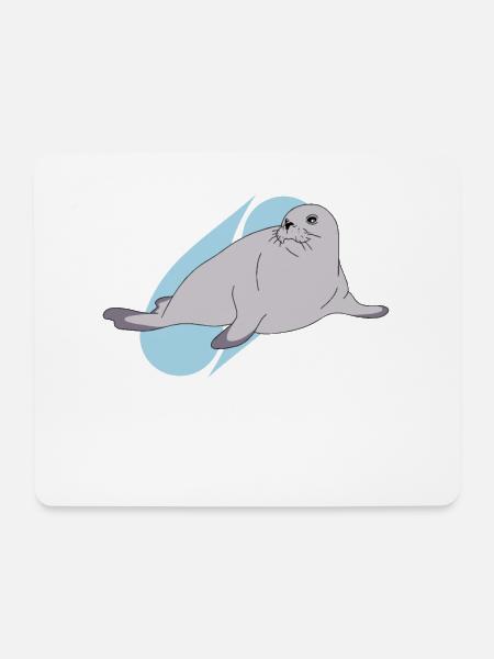 Seehund Lineart künstlerisch - Mousepad (Querformat) - Weiß