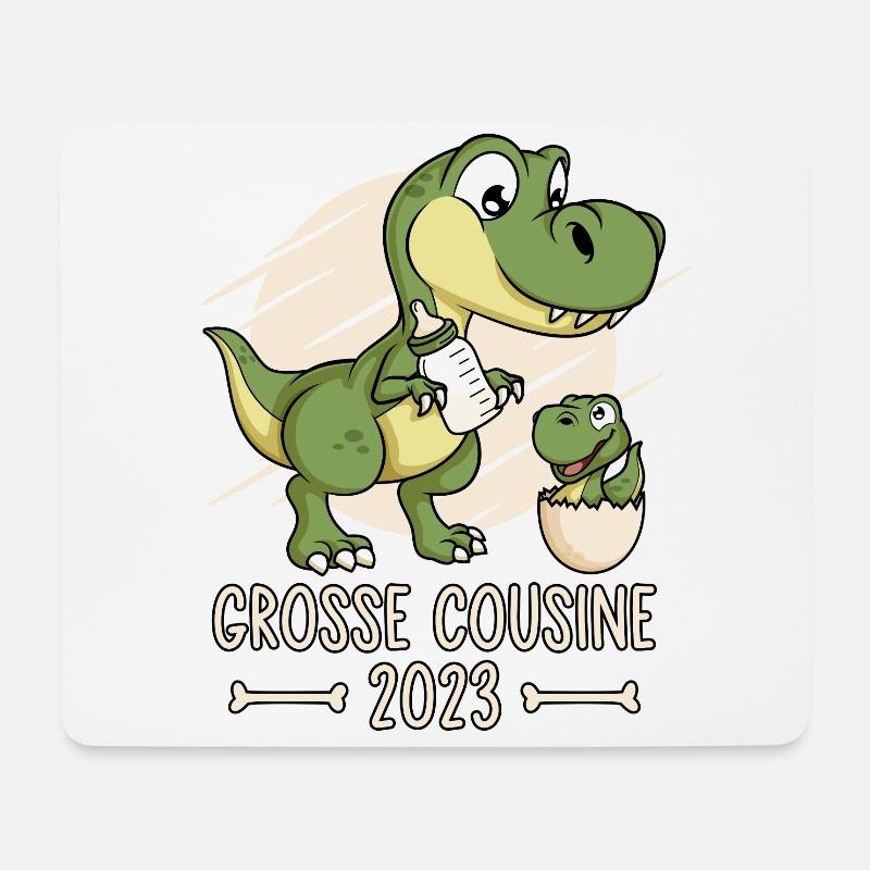 Große Cousine 2023 Dinosaurier Ei Dinos Baby Dino - Mousepad (Querformat) - Weiß