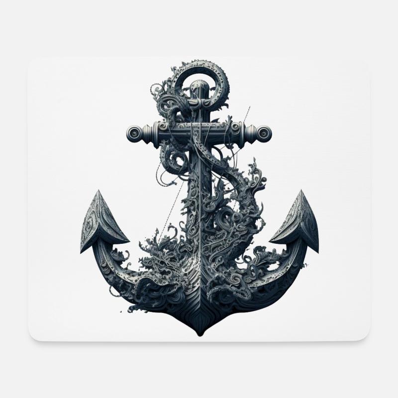 cooles Segelmotiv, schöner, maritimer Anker - Mousepad (Querformat) - Weiß