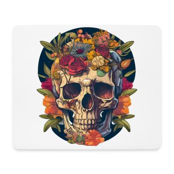 Human Skull & Flowers 22 - Mouse Pad (horizontal) - white - Front