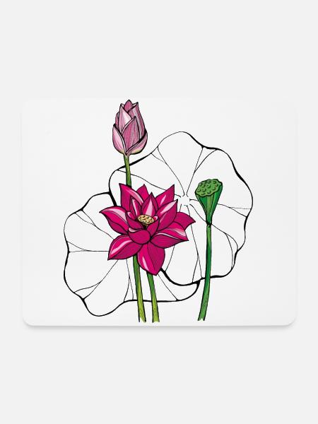 Seerose - Mousepad (Querformat) - Weiß