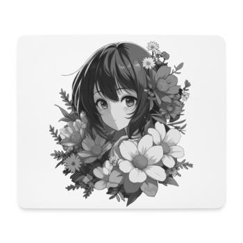 Mädchen mit Blumen 🌸 - 2 - Mousepad (Querformat) - Weiß - Vorne