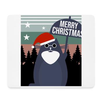 Joyeux Noël Chat - Tapis de souris (format paysage) - blanc - Devant