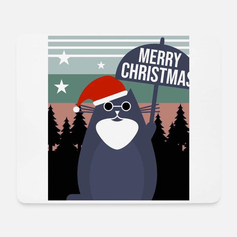 Merry Christmas Cat - Mousepad (Querformat) - Weiß