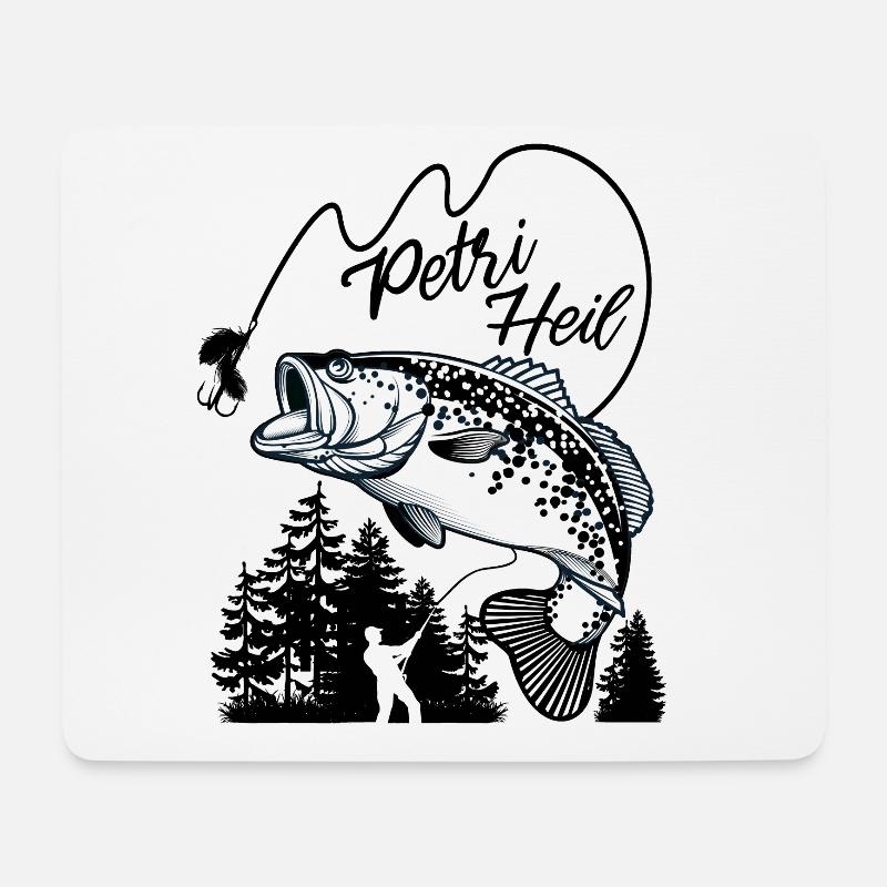Petri Heil Angler - Mousepad (Querformat) - Weiß
