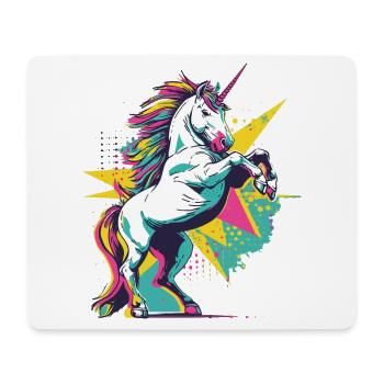 Licorne Vintage rétro coloré moderne tendance Art - Tapis de souris (format paysage) - blanc - Devant
