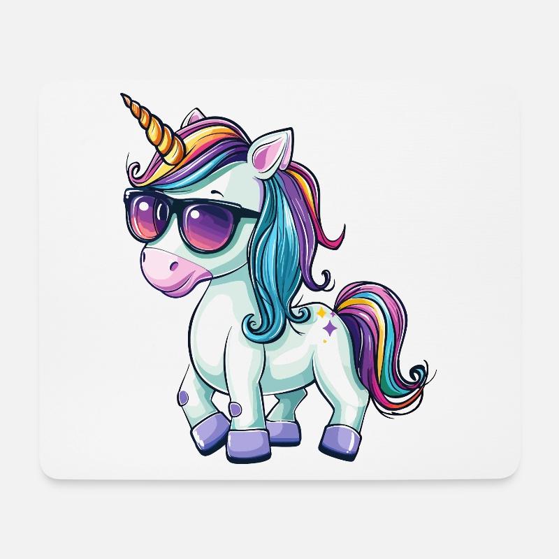 Einhorn Cool Sonnenbrille Einhörner Cartoon Comic - Mousepad (Querformat) - Weiß
