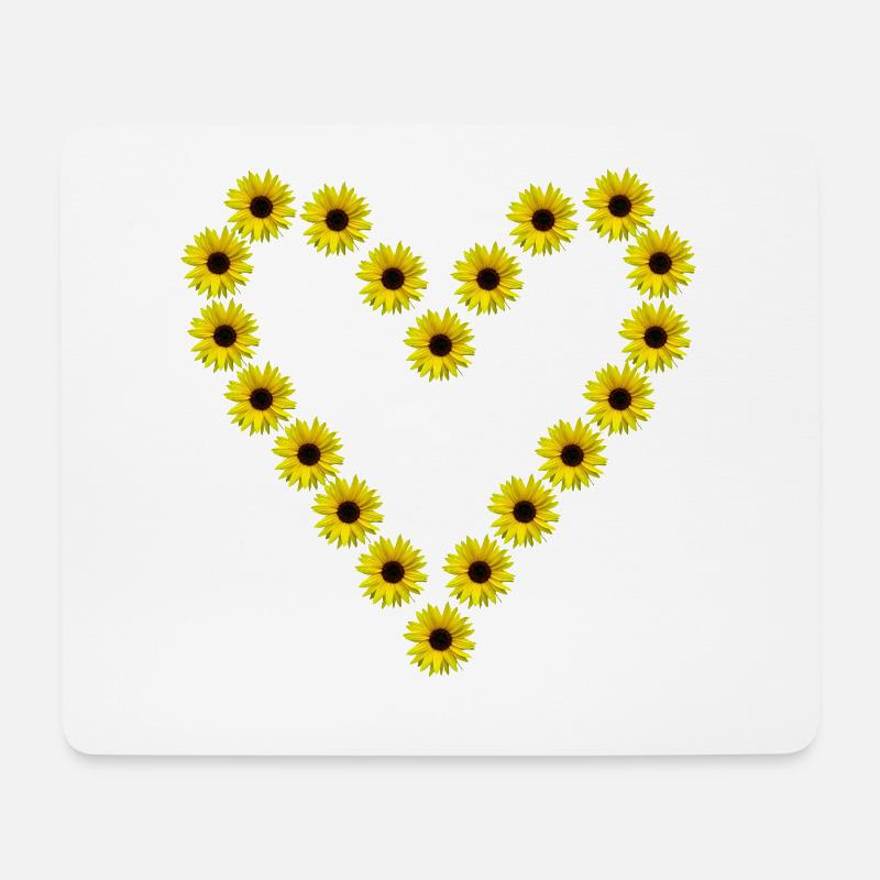Sonnenblumenherz, Sonnenblumen, Sonnenblume, Herz - Mousepad (Querformat) - Weiß