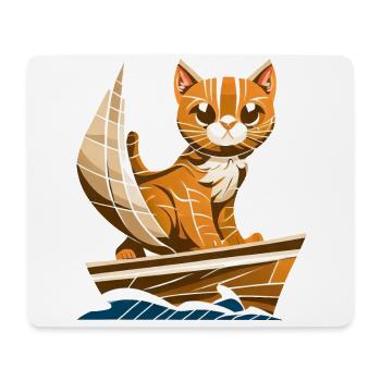 segelt mit Segelboot, Gestreiftes und Abstraktes - Mousepad (Querformat) - Weiß - Vorne