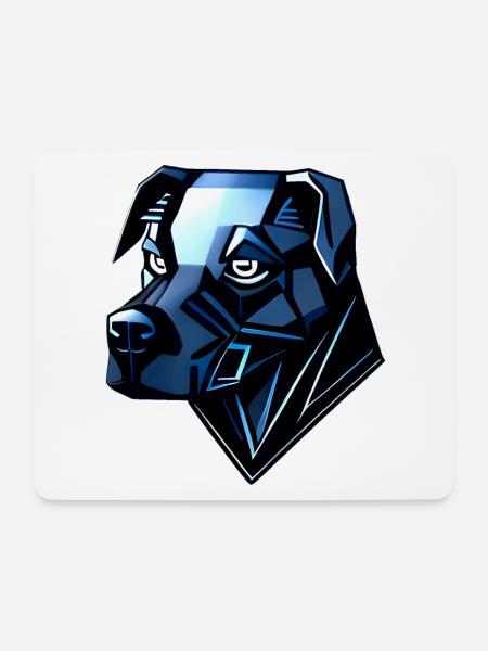 Hund Dobermann - Blaue Polygone - Mousepad (Querformat) - Weiß