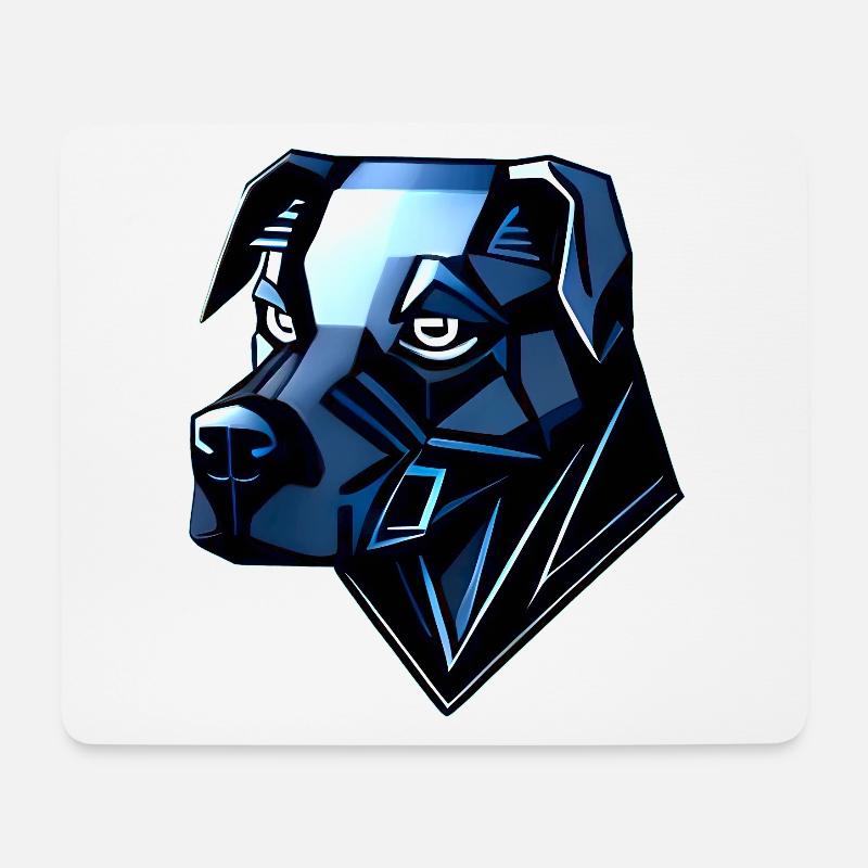 Hund Dobermann - Blaue Polygone - Mousepad (Querformat) - Weiß