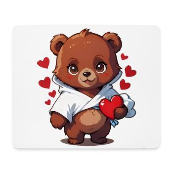 Verschenke dieses süße Bärchen zum Valentinstag - Mousepad (Querformat) - Weiß - Vorne