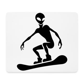 Minimalistisches Design: Alien Snowboarder - Mousepad (Querformat) - Weiß - Vorne