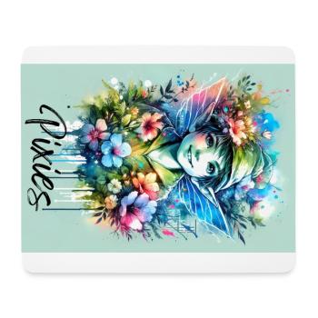 Pixie - Pixies - Flowers, Watercolor and Fairy - Mouse Pad (horizontal) - white - Front
