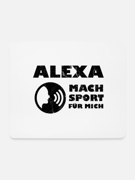 Alexa T-Shirt - Alexa, mach Sport für mich! - Mousepad (Querformat) - Weiß