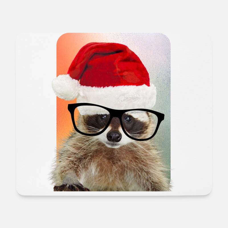 WEIHNACHTS-Shirt - Weihnachten Waschbär Racoon - Mousepad (Querformat) - Weiß