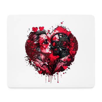 Valentine Cyborg | Valentinstag | Futuristic Herz - Mousepad (Querformat) - Weiß - Vorne