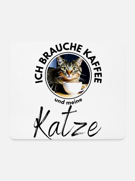 Katze Katzen Kaffee - Mousepad (Querformat) - Weiß