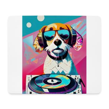 Cool dog dj with shades - Mouse Pad (horizontal) - white - Front