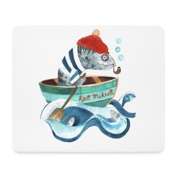 Kjell Makrell I Fischkopf im Boot - Mousepad (Querformat) - Weiß - Vorne
