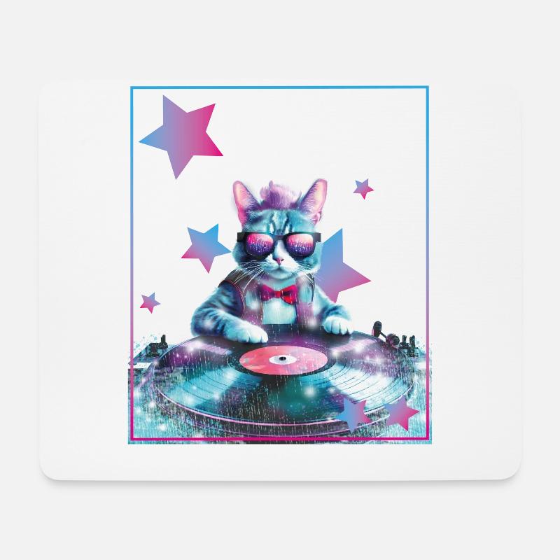 DJ Mix, Ai Cat - Mouse Pad (horizontal) - white