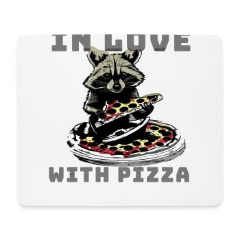Pizza,waschbär, in love with pizza, illustration - Mousepad (Querformat) - Weiß - Vorne